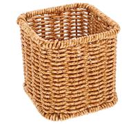 Sosoport Pot à Crayons Tressé Rotin Organisateur de Bureau Stable et Support de Rangement pour Maquillage et Accessoires Décoration pour Bureau et Maison