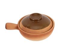 Sosoport Pot en Terre Cuite 600 Ml Couvercle, Petit Format Vintage Poignée Latérale, Cuisson Uniforme pour Ragoûts et Soupes, Marmite Portable la Cuisine Maison et Voyage