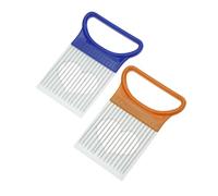 Sosoport Prong Stainless Steel Onion Slicer With Non-slip Plastic Handle For Lemon Potato Cutting Kitchen Vegetable Holder Cutter