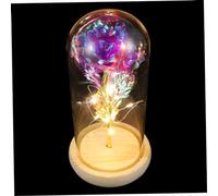 Sosoport Rose Artificielle Lumineuse avec Verre Décoration de Fleur LED Rose en Plastique et pour Saint-Valentin et Fête des Mères Décoration Éternelle