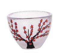 Sosoport Sake Cup Japanese Style Hand-painted Blossom Wine Glass Vintage Small Sake Cup For Tea Spirits And Gifts