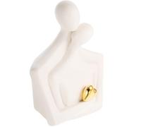 Sosoport Sculpture en Céramique Blanche Représentant Un Couple Enlacé, Statuette Décorative Romantique pour Bureau et Chambre, Décoration Intérieure Saint-Valentin, Art Abstrait