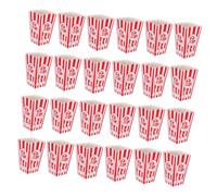 Sosoport Seaux à Popcorn Rayés Petit Format en Papier Épais, Boîtes à Pop-corn pour Fêtes et Anniversaires, Fournitures Jetables pour Goûters et Événements, Lot de 24 Pièces Rouge à Rayures Ondulées