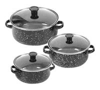 Sosoport Set de Mini Marmites Émaillées avec Double Poignée Casseroles à Fond Plat pour Soupe et Cuisine Facile à Nettoyer Résistantes à Haute Température Noir