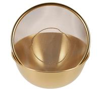 Sosoport Set de Passoire Acier Inoxydable avec Bassine Dorée Égouttoir Maille pour Fruits Légumes et Riz Panier Passoire Drain Polyvalent pour Évier et Cuisine