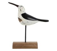 Sosoport Statue Oiseau Marin en Bois Naturel Noir et Blanc, Figurine Décorative Longue Queue 24,6 X 22,1 X 6,1 Cm, Sculpture Bureau Méditerranéenne pour Maison, Salon et Bureau, Décoration