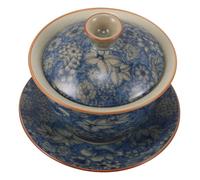 Sosoport Tasse à Thé Céramique avec Couvercle Bol Chinois Traditionnel Porcelaine Artistique Compatible pour Infusion de Noir et Oolong Design Pratique pour Maison et Bureau