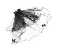 Sosoport Voile de Tête Noir Gothique Motif Ailé pour Halloween et Enterrement de Vie de Jeune Fille Accessoire Costume Mariée Vampire Respirant et Réutilisable pour Fête Costumée