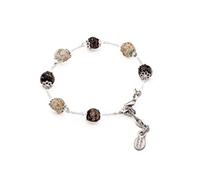 Sospiri Venezia Bracelet Femme composé de 7 Perles en Verre Diamètre 8 mm Bracelet en Verre de Murano Original Bijou Idée Cadeau Made In Italy Certifié (Mix Blanc Noir)