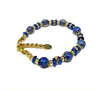 Sospiri Venezia Bracelet Femme composé de 7 Perles en Verre Diamètre 8 mm Bracelet en Verre de Murano Original Bijou Idée Cadeau Made In Italy Certifié, Bleu-Bleu