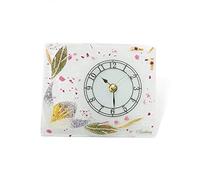 Sospiri Venezia Horloge de Table Verre Murano Mécanisme Silencieux Décor Floral Feuille Or et Graviers de Verre colorés Idée Cadeau Fabriqué à la Main Made in Italy (Azalée cm18x15)