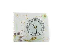 Sospiri Venezia Horloge de Table Verre Murano Mécanisme Silencieux Décor Floral Feuille Or et Graviers de Verre colorés Idée Cadeau Fabriqué à la Main Made in Italy (Nénuphar cm18x15)