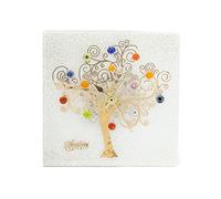 Sospiri Venezia Horloge de Table Verre Murano Mécanisme Silencieux Décoré Murrines et Feuille Or Idée Cadeau Fabriqué à la Main Made in Italy (14x14)