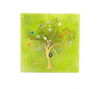 Sospiri Venezia Horloge de Table Verre Murano Mécanisme Silencieux Décoré Murrines et Feuille Or Idée Cadeau Fabriqué à la Main Made in Italy (19x19)