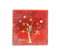 Sospiri Venezia Horloge de Table Verre Murano Mécanisme Silencieux Décoré Murrines et Feuille Or Idée Cadeau Fabriqué à la Main Made in Italy (10x10)