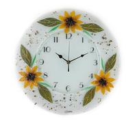 Sospiri Venezia Horloge Murale en Verre Murano mécanisme Silencieux décoré Floral idée Cadeau fabriquée à la Main fabriquée à la Main (Rotondo Tournesol)
