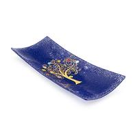 Sospiri Venezia Videpoche Plat Ornement Arbre de Vie Verre Murano Décoré Murrines et Feuille Or Idée Cadeau Fabriqué à la main Made in Italy (30x13)