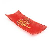 SOSPIRI VENEZIA Videpoche Plat Ornement Arbre de Vie Verre Murano Décoré Murrines et Feuille Or Idée Cadeau Fabriqué à la Main Made in Italy (30x13)