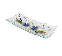 SOSPIRI VENEZIA Videpoche Plat Ornement Décor Floral Verre Murano Centre de Table Ameublement Intérieur Idée Cadeau Fabriqué à la Main Made in Italy (Lys Bleu cm30x13 Rectangulaire)