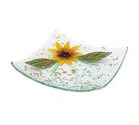 Sospiri Venezia Videpoche Plat Ornement Décor Floral Verre Murano Centre de Table Ameublement Intérieur Idée Cadeau Fabriqué à la main Made in Italy (Tournesol cm19x19 Carré)
