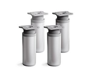 Sossai Pieds de Meuble Design MFR1 - Lot de 4 éléments réglables en Hauteur, Couleur Aluminium, H 120 mm, Profil Rond, pour Armoire, Commode