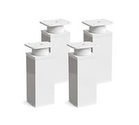 Sossai Pieds de Meuble Design MFV1 - Lot de 4 éléments réglables en Hauteur, Couleur Blanc, H 60 mm, Profil à Quatre côtés, pour Armoire, Commode
