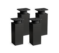 Sossai Pieds de Meuble Design MFV1 - Lot de 4 éléments réglables en Hauteur, Couleur Noir Mat, H 100 mm, Profil à Quatre côtés, pour Armoire, Commode