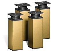 Sossai Pieds de Meuble Design MFV1 - Lot de 4 éléments réglables en Hauteur, Couleur Or, H 120 mm, Profil à Quatre côtés, pour Armoire, Commode