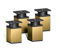 Sossai Pieds de Meuble Design MFV1 - Lot de 4 éléments réglables en Hauteur, Couleur Or, H 60 mm, Profil à Quatre côtés, pour Armoire, Commode