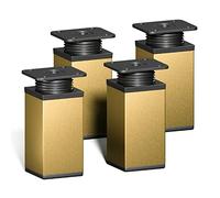 Sossai Pieds de Meuble Design MFV1 - Lot de 4 éléments réglables en Hauteur, Couleur Or, H 80 mm, Profil à Quatre côtés, pour Armoire, Commode