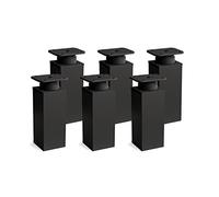 Sossai Pieds de Meuble Design MFV1 - Lot de 6 éléments réglables en Hauteur, Couleur Noir Mat, H 100 mm, Profil à Quatre côtés, pour Armoire, Commode