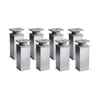 Sossai Pieds de Meuble Design MFV1 - Lot de 8 éléments réglables en Hauteur, Couleur Aluminium, H 100 mm, Profil à Quatre côtés, pour Armoire, Commode