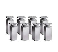 Sossai Pieds de Meuble Design MFV1 - Lot de 8 éléments réglables en Hauteur, Couleur Aluminium, H 120 mm, Profil à Quatre côtés, pour Armoire, Commode