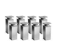 Sossai Pieds de Meuble Design MFV1 - Lot de 8 éléments réglables en Hauteur, Couleur Aluminium, H 80 mm, Profil à Quatre côtés, pour Armoire, Commode