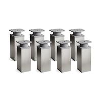 Sossai Pieds de Meuble Design MFV1 - Lot de 8 éléments réglables en Hauteur, Couleur Gris INOX Aspect Acier Inoxydable, H 120 mm, Profil à Quatre côtés, pour Armoire, Commode