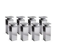 Sossai Pieds de Meuble Design MFV1 - Lot de 8 éléments réglables en Hauteur, Finition chromée Brillante, H 60 mm, Profil à Quatre côtés, pour Armoire, Commode