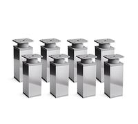 Sossai Pieds de Meuble Design MFV1 - Lot de 8 éléments réglables en Hauteur, Finition chromée Brillante, H 100 mm, Profil à Quatre côtés, pour Armoire, Commode