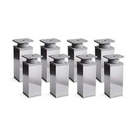 Sossai Pieds de Meuble Design MFV1 - Lot de 8 éléments réglables en Hauteur, Finition chromée Brillante, H 120 mm, Profil à Quatre côtés, pour Armoire, Commode