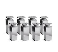 Sossai Pieds de Meuble Design MFV1 - Lot de 8 éléments réglables en Hauteur, Finition chromée Brillante, H 80 mm, Profil à Quatre côtés, pour Armoire, Commode