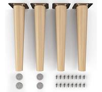Sossai Pieds de Meuble en Bois de hêtre Massif Finition huilée Clif Round HMF1 Hauteur 25 cm Ronds Version Droite pour vitrines Tables armoires