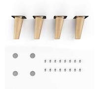 Sossai Pieds de Meuble en Bois de hêtre Massif Finition huilée Clif Round HMF2 Hauteur 10 cm Ronds Version inclinée pour étagères commodes armoires