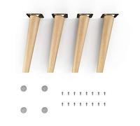 Sossai Pieds de Meuble en Bois de hêtre Massif Finition huilée Clif Round HMF2 Hauteur 25 cm Ronds Version inclinée pour vitrines Tables armoires