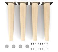 Sossai Pieds de Meuble en Bois de hêtre Naturel Non traité Clif Round HMF1 Hauteur 25 cm Ronds Version Droite pour vitrines Tables armoires