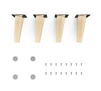 Sossai Pieds de Meuble en Bois de hêtre Naturel Non traité Clif Round HMF2 Hauteur 12 cm Ronds Version inclinée pour Tables vitrines armoires
