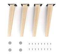 Sossai Pieds de Meuble en Bois de hêtre Naturel Non traité Clif Round HMF2 Hauteur 25 cm Ronds Version inclinée pour vitrines Tables armoires