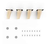 Sossai Pieds de Meuble en Bois de hêtre Naturel Non traité Clif Round HMF2 Hauteur 8 cm Ronds Version inclinée pour commodes étagères armoires