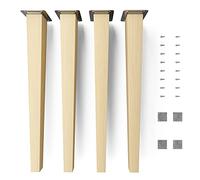 Sossai Pieds de Meuble en Bois de hêtre Naturel Non traité Clif Square HMF3 Hauteur 45 cm carrés Version Droite pour chaises Tables armoires
