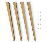 Sossai Pieds de Table en Bois de chêne Massif Finition huilée Clif Square HMF4 Hauteur 71 cm carrés Version inclinée pour chaises Tables