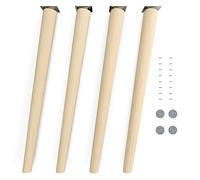 Sossai Pieds de Table en Bois de hêtre Naturel Non traité Clif Round HMF2 Hauteur 71 cm Ronds Version inclinée pour chaises Tables