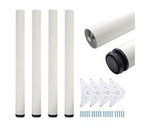 Sossai® Premium Pieds de Table TBWH | réglable en Hauteur (+2cm) | Design: Blanc | Lot de 4 | Hauteur: 71 cm (710 mm) | Outils pour l'assemblage Inclus